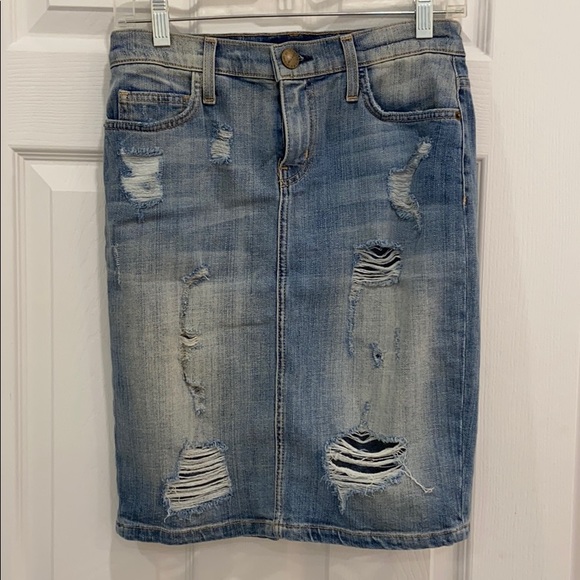 Current Elliot distressed denim pencil skirt - Picture 6 of 7